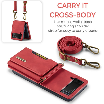 For Samsung Galaxy Z Flip4 5G DG.MING M2 Series Card Bag Magnetic Leather Phone Case(Red) - Galaxy Z Flip4 5G Cases by DG.MING | Online Shopping UK | buy2fix