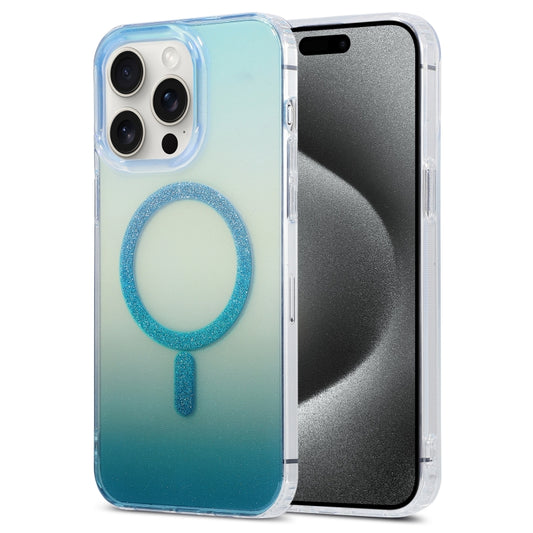 For iPhone 15 Pro Max Magic Diamond Blu-ray MagSafe Phone Case(White Blue Gradient) - iPhone 15 Pro Max Cases by buy2fix | Online Shopping UK | buy2fix