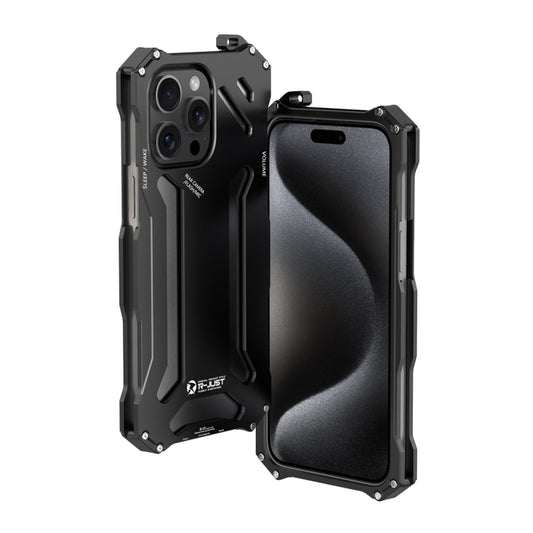 For iPhone 15 Pro Max R-JUST RJ17 Shockproof Armor Metal Phone Case(Black) - iPhone 15 Pro Max Cases by R-JUST | Online Shopping UK | buy2fix