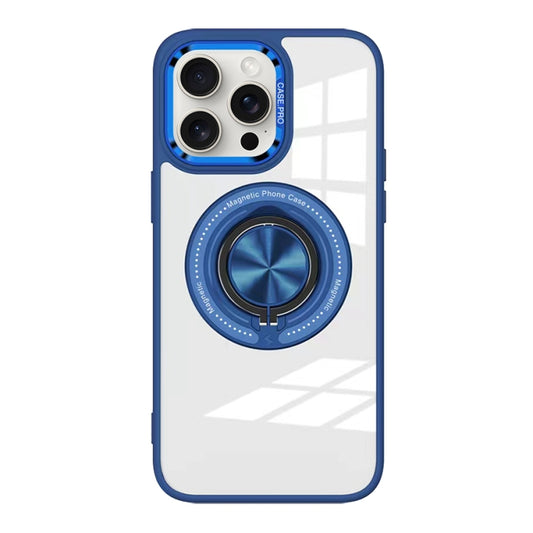 For iPhone 15 Pro Max Magnetic Rotating Ring Holder Acrylic Phone Case(Dark Blue) - iPhone 15 Pro Max Cases by buy2fix | Online Shopping UK | buy2fix