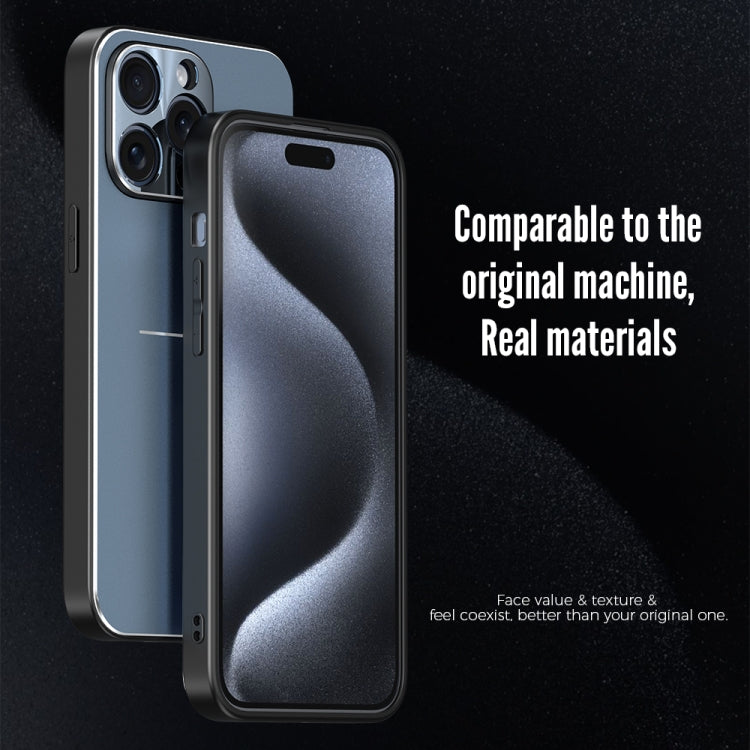 For iPhone 15 Pro Max R-JUST RJ52 3-Line Style Metal TPU Shockproof Phone Case(Blue) - iPhone 15 Pro Max Cases by R-JUST | Online Shopping UK | buy2fix