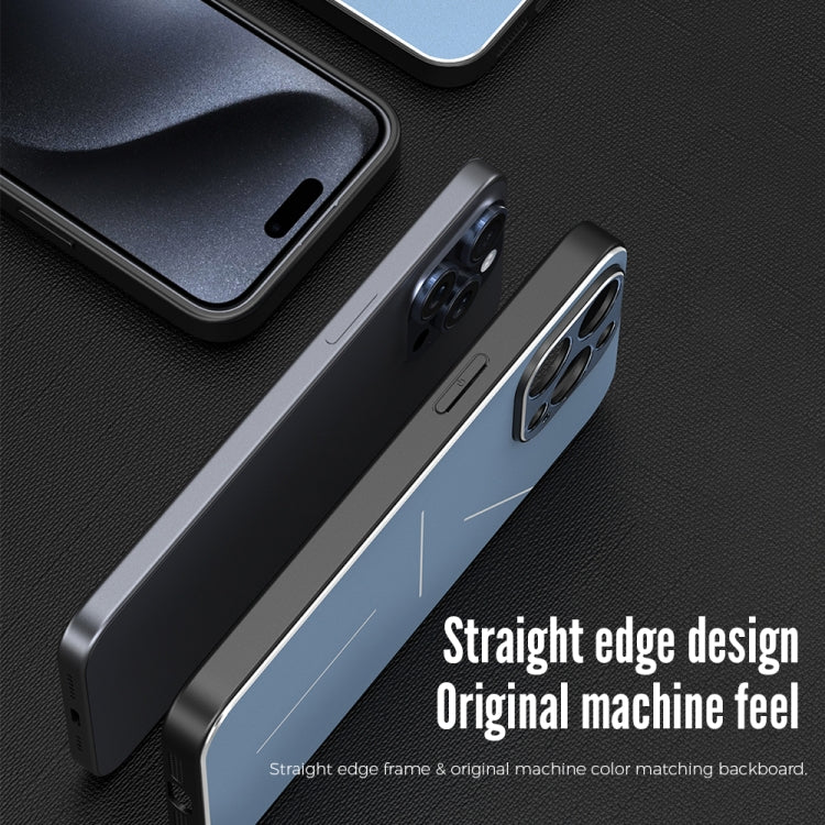 For iPhone 15 Pro Max R-JUST RJ52 3-Line Style Metal TPU Shockproof Phone Case(Blue) - iPhone 15 Pro Max Cases by R-JUST | Online Shopping UK | buy2fix