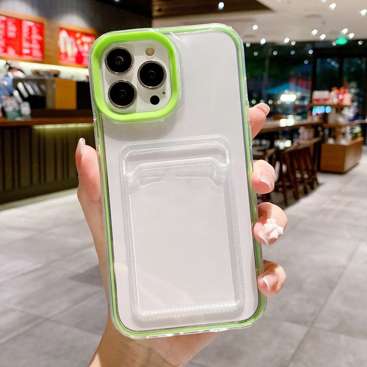 For iPhone 15 Pro Max 360 Clear PC Hybrid  TPU Phone Case with Card Slot(Green) - iPhone 15 Pro Max Cases by buy2fix | Online Shopping UK | buy2fix
