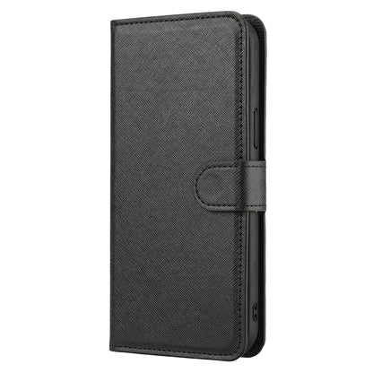 For iPhone 15 Pro Max Cross Texture Detachable Horizontal Flip PU Leather Case(Black) - iPhone 15 Pro Max Cases by buy2fix | Online Shopping UK | buy2fix