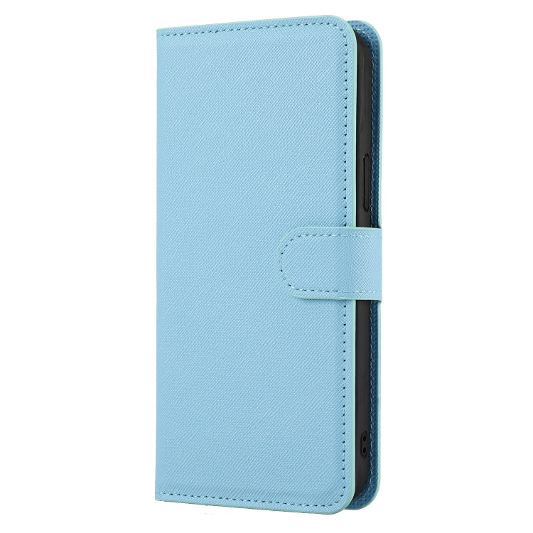 For iPhone 15 Pro Max Cross Texture Detachable Horizontal Flip PU Leather Case(Blue) - iPhone 15 Pro Max Cases by buy2fix | Online Shopping UK | buy2fix