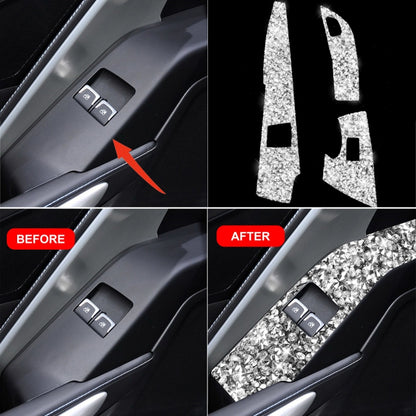 For Chevrolet Corvette C7 2014-2019 Car Door Button Panel Diamond Decorative Sticker, Left Drive - Car Interior Mouldings by buy2fix | Online Shopping UK | buy2fix