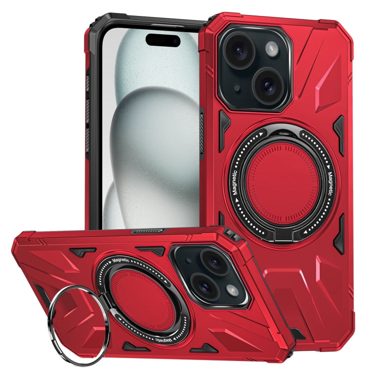 For iPhone 15 Plus MagSafe Magnetic Shockproof Phone Case with Ring Holder(Red) - iPhone 15 Plus Cases by buy2fix | Online Shopping UK | buy2fix