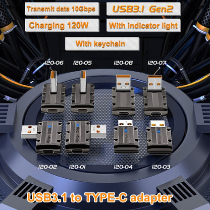 120W USB 3.1 Gen2 to Type-C 10Gbps Mechanical Adapter, Style:Straight - Cable & Adapters by buy2fix | Online Shopping UK | buy2fix