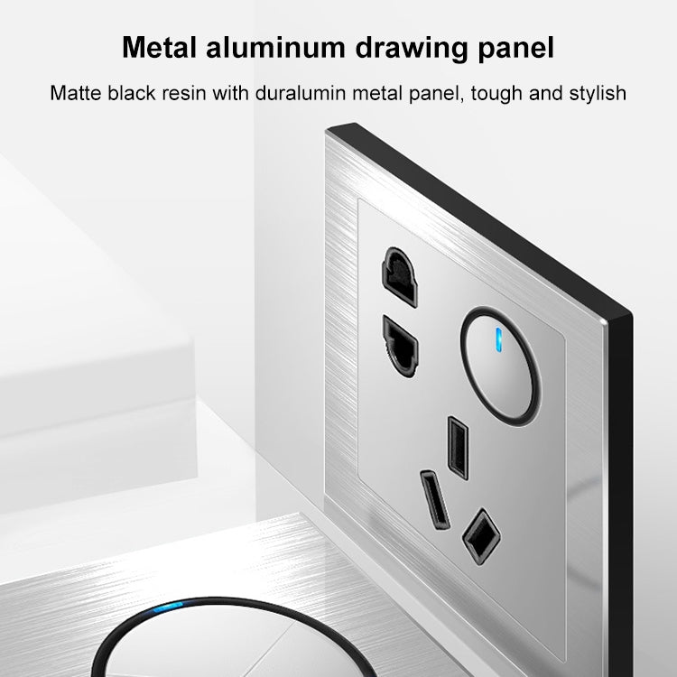 86mm Gray Aluminum Wire Drawing LED Switch Panel, Style:Blank Panel - Consumer Electronics by buy2fix | Online Shopping UK | buy2fix