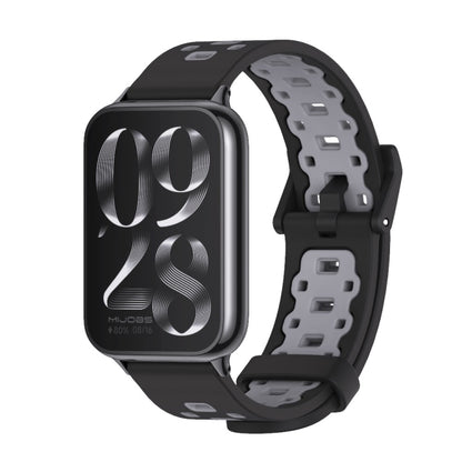 For Xiaomi Smart Band 9 Pro / 8 Pro Mijobs Square Hole Breathable Silicone Watch Band(Black Grey) - Watch Bands by MIJOBS | Online Shopping UK | buy2fix