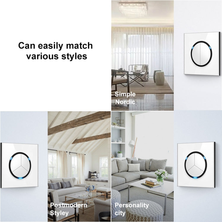 86mm Round LED Tempered Glass Switch Panel, White Round Glass, Style:Blank Panel - Consumer Electronics by buy2fix | Online Shopping UK | buy2fix