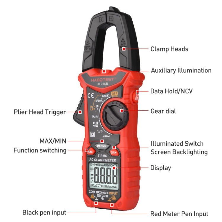 HABOTEST HT206B Auto-ranging High Precision Digital Clamp Multimeter - Digital Multimeter by HABOTEST | Online Shopping UK | buy2fix