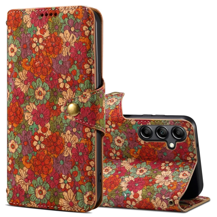 For Samsung Galaxy A05s Denior Flower Language Series Cork Fabric Oil Edge Leather Phone Case(Summer) - Galaxy Phone Cases by Denior | Online Shopping UK | buy2fix