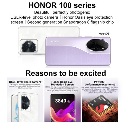 Honor 100, 16GB+512GB, Screen Fingerprint Identification, 6.7 inch MagicOS 7.2 Snapdragon 7 Gen 3 Octa Core up to 2.63GHz, Network: 5G, NFC, OTG, Support Google Play(White) - Honor by Huawei | Online Shopping UK | buy2fix