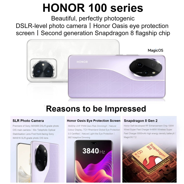 Honor 100 Pro, 12GB+256GB, Screen Fingerprint Identification, 6.78 inch MagicOS 7.2 Snapdragon 8 Gen 2 Octa Core up to 3.19GHz, Network: 5G, NFC, OTG, Support Google Play(Blue) - Honor by Huawei | Online Shopping UK | buy2fix