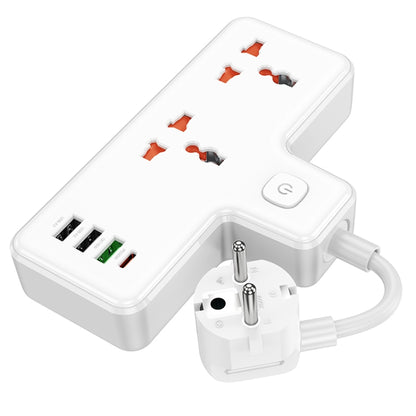 hoco AC12A Reise 2-position Expansion Socket with PD30W+3USB Ports, Cable Length: 8.5cm, EU Plug(White) - Extension Socket by hoco | Online Shopping UK | buy2fix