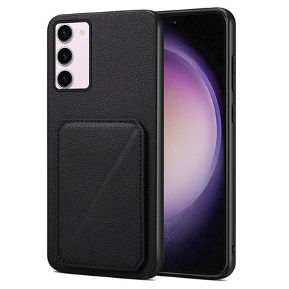 For Samsung Galaxy S23 5G Denior Imitation Calf Leather Back Phone Case with Holder(Black) - Galaxy S23 5G Cases by Denior | Online Shopping UK | buy2fix