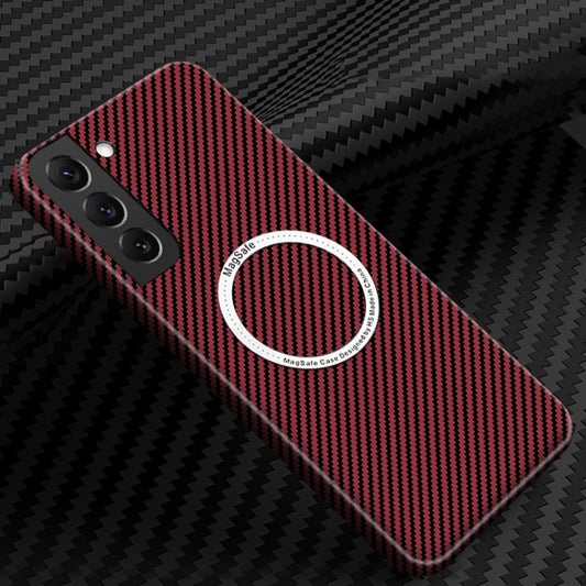 For Samsung Galaxy S24 5G Carbon Fiber Texture MagSafe Magnetic Phone Case(Red) - Galaxy S24 5G Cases by buy2fix | Online Shopping UK | buy2fix