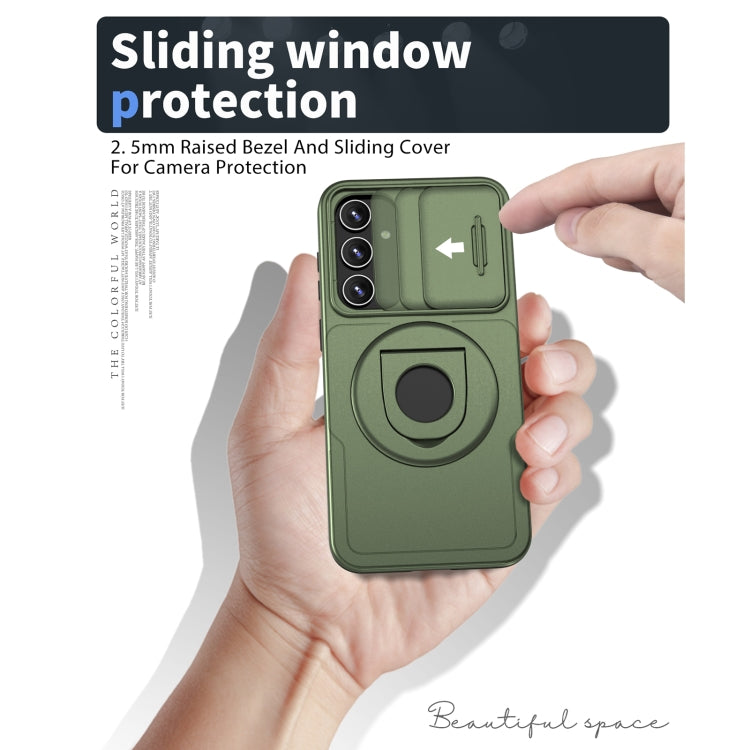 For Samsung Galaxy S22+ 5G Camshield MagSafe Ring Holder Armor Phone Case(Olive Green) - Galaxy S22+ 5G Cases by buy2fix | Online Shopping UK | buy2fix