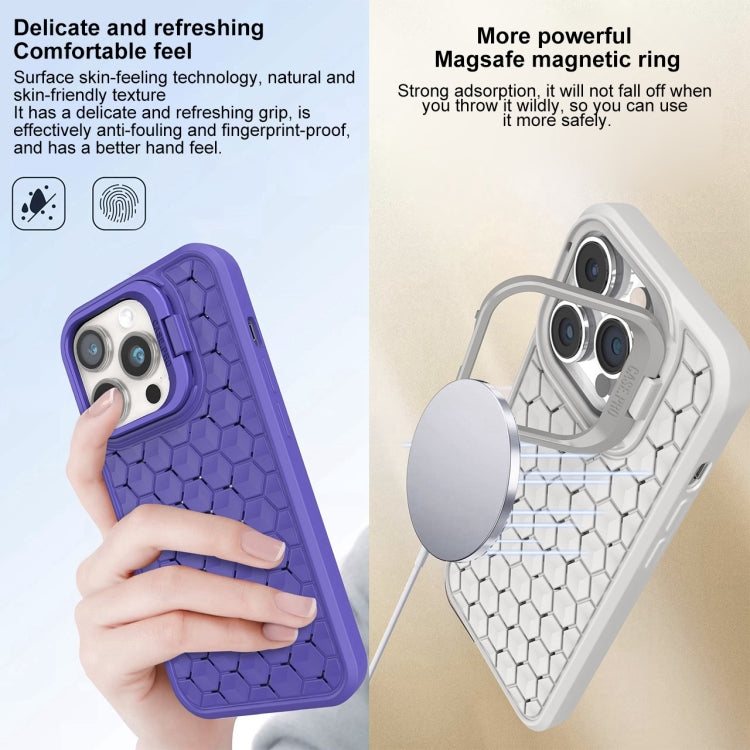 For iPhone 13 Honeycomb Radiating Lens Holder Magsafe Phone Case(Grey) - iPhone 13 Cases by buy2fix | Online Shopping UK | buy2fix