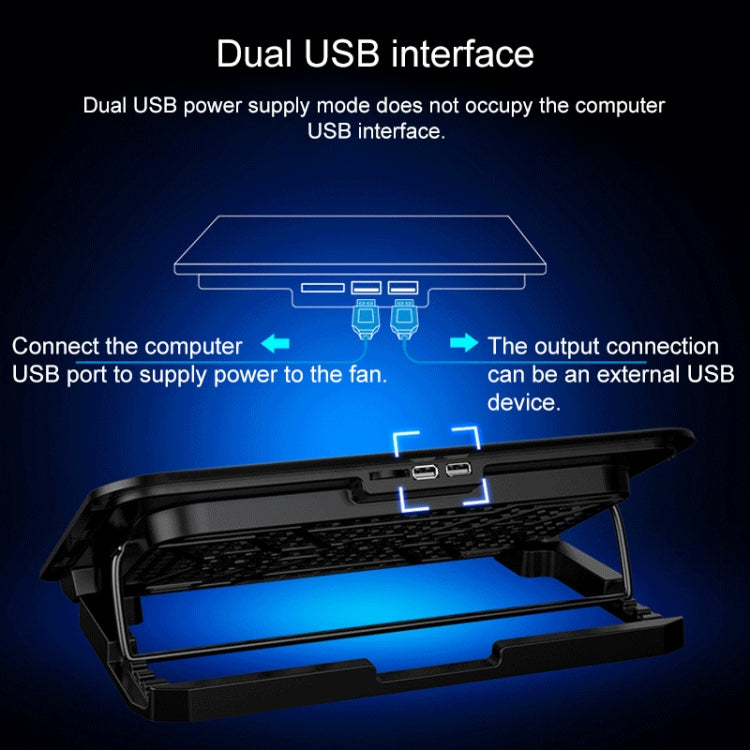 ICE COOREL Notebook Computer Base Speed Control Silent Six-fan Cooling Holder Cooling Rack, Style: Premium Edition(Black) - Computer & Networking by buy2fix | Online Shopping UK | buy2fix