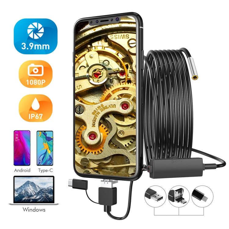 inskam107 3.9mm 3 In 1 HD Waterproof Industry Digital Endoscope Inspection Camera, Length:1m Hard Cable - Consumer Electronics by buy2fix | Online Shopping UK | buy2fix