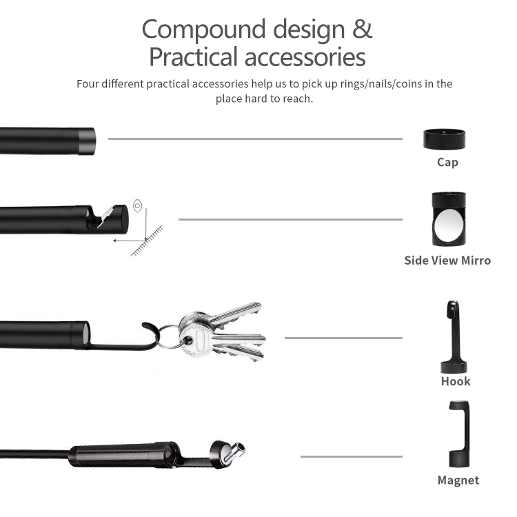 8mm 1080P IP68 Waterproof 4.3 inch Screen Single Camera Digital Endoscope, Line Length:5m -  by buy2fix | Online Shopping UK | buy2fix