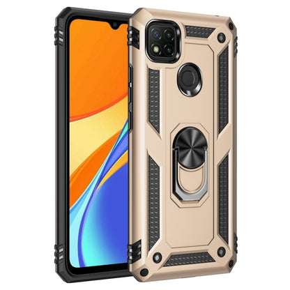For Xiaomi Redmi 9C Shockproof TPU + PC Protective Case with 360 Degree Rotating Holder(Gold) - Xiaomi Accessories by buy2fix | Online Shopping UK | buy2fix