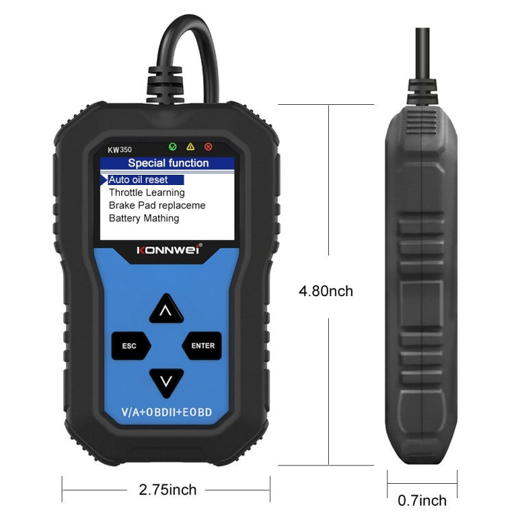 KONNWEI KW350 OBDII 12V Car Diagnostics Detector Scanner with 2 inch Black And White Display Screen V007 for Audi / Volkswagen - Code Readers & Scan Tools by KONNWEI | Online Shopping UK | buy2fix