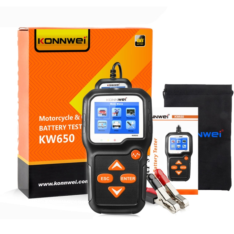 KONNWEI KW650 6V- 12V Car Motorcycle Battery Lawn Mower Detector with 2.4 inch Color Display & Waveform Graph - Code Readers & Scan Tools by KONNWEI | Online Shopping UK | buy2fix