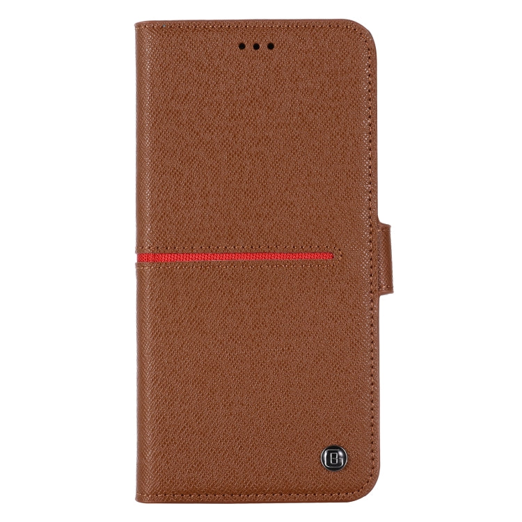 For iPhone 12 / 12 Pro GEBEI Top-grain Leather Horizontal Flip Protective Case with Holder & Card Slots & Wallet & Photo Frame(Brown) - iPhone 12 / 12 Pro Cases by GEBEI | Online Shopping UK | buy2fix