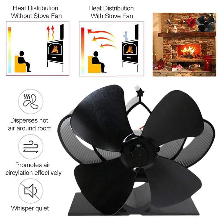 YL201 4-Blade High Temperature Metal Heat Powered Fireplace Stove Fan (Gold) - Consumer Electronics by buy2fix | Online Shopping UK | buy2fix