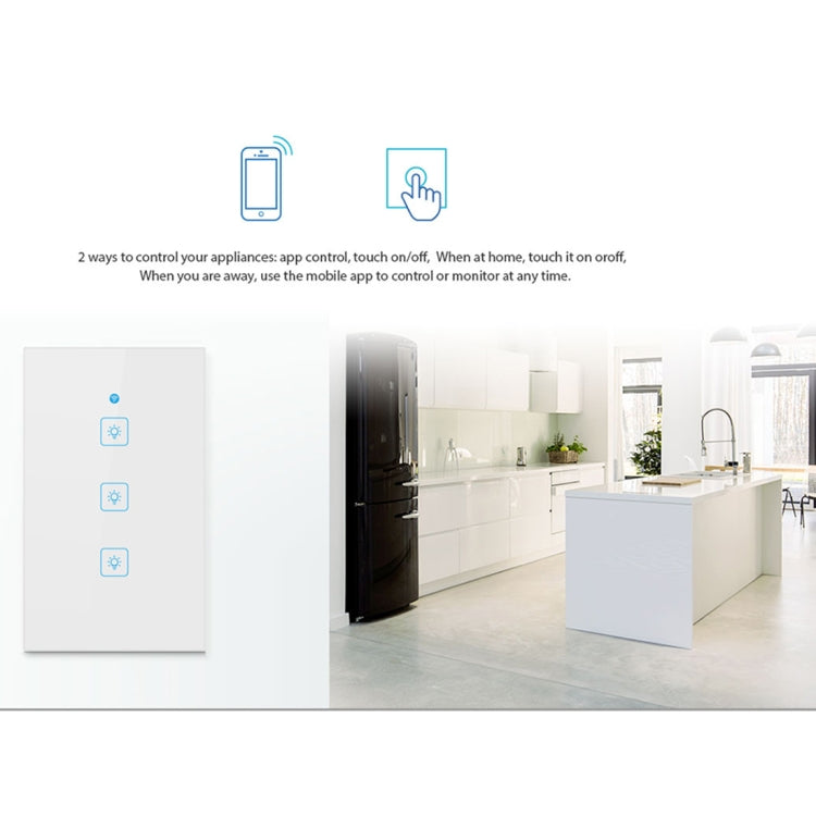 WS-US-01 EWeLink APP & Touch Control 2A 1 Gang Tempered Glass Panel Smart Wall Switch, AC 90V-250V, US Plug - Consumer Electronics by buy2fix | Online Shopping UK | buy2fix