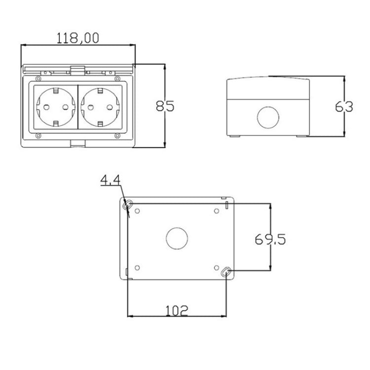 Outdoor IP55 Waterproof Double-connection Socket, EU Plug - Consumer Electronics by buy2fix | Online Shopping UK | buy2fix