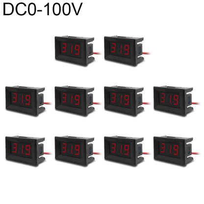 10 PCS 0.36 inch 3 Wires Digital Voltage Meter with Shell, Color Light Display, Measure Voltage: DC 0-100V (Red) - Consumer Electronics by buy2fix | Online Shopping UK | buy2fix