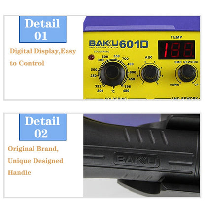 BAKU BK-601D AC 110V LED Display 2 in 1 Hot Air Gun Soldering Iron Soldering Station - Electric Soldering Iron by BAKU | Online Shopping UK | buy2fix