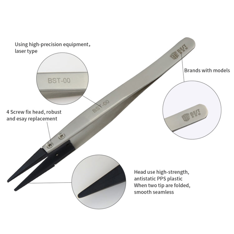 BEST BST-00 Straight Head Tweezers for Mobile Phone / Computer Repair - Tweezers by BEST | Online Shopping UK | buy2fix