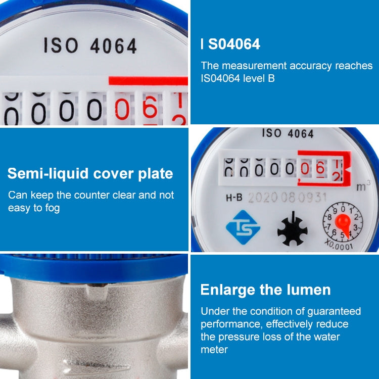 TS-S300E Household Mechanical Rotary-wing Cold Water Meter High-precision Pointer Digital Display Combination Water Meter - Other Tester Tool by buy2fix | Online Shopping UK | buy2fix