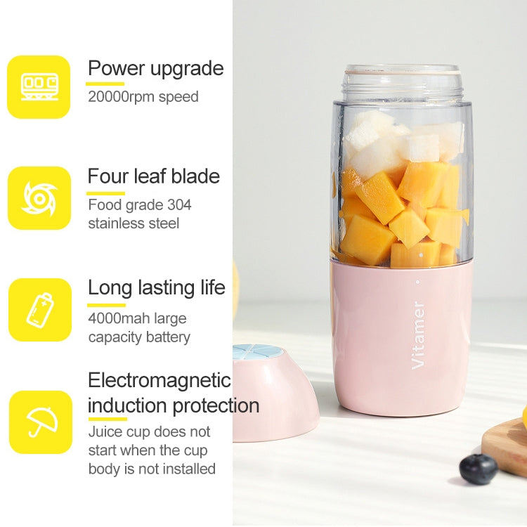 Vitamer USB Mini Portable Juicer Juice Blender Lemon Fruit Squeezers Reamers Bottle (Blue) - Home & Garden by buy2fix | Online Shopping UK | buy2fix