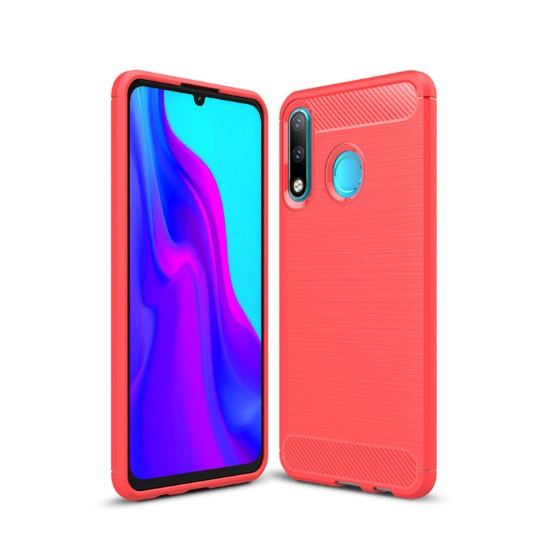 Brushed Texture Carbon Fiber TPU Case for Huawei P30 Lite (Red) - Huawei Cases by buy2fix | Online Shopping UK | buy2fix