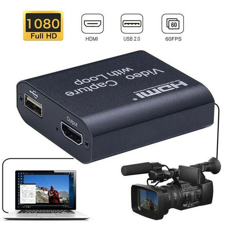 USB 2.0 to HDMI 4K HD Video Capture with Loop (Black) - Consumer Electronics by buy2fix | Online Shopping UK | buy2fix