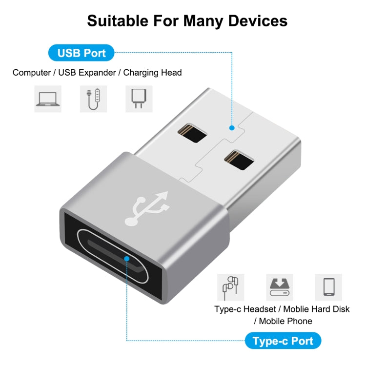 HAWEEL USB-C / Type-C Female to USB 2.0 Male Aluminum Alloy Adapter, Support Charging & Transmission Data - Type-C Adapter by buy2fix | Online Shopping UK | buy2fix