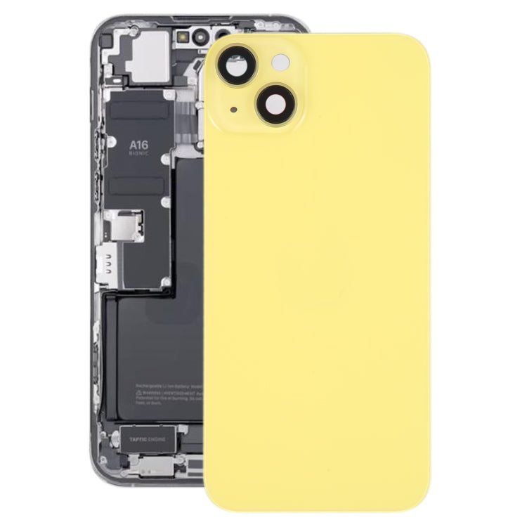 Glass Battery Back Cover with Holder for iPhone 14 Plus(Yellow) -  by buy2fix | Online Shopping UK | buy2fix