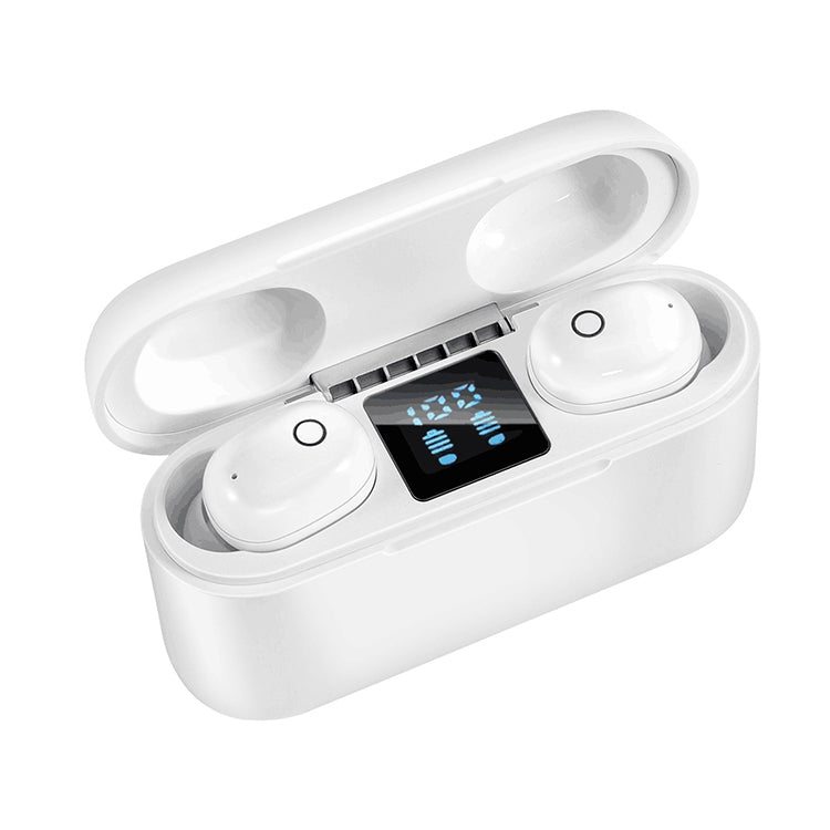 Dt-18 Wireless Two Ear Bluetooth Headset With 2000mAh Charging Cabin & Touch & Intelligent Magnetic Suction Charging (White) - Bluetooth Earphone by buy2fix | Online Shopping UK | buy2fix