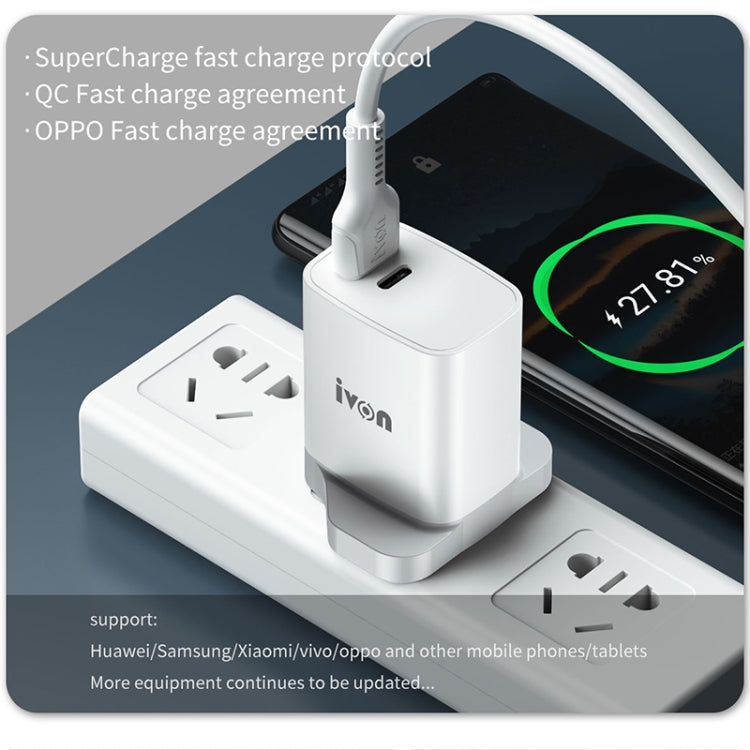 IVON AD52 18W USB-C / Type-C + USB Dual Port PD Fast Charge(UK Plug) - Apple Accessories by IVON | Online Shopping UK | buy2fix