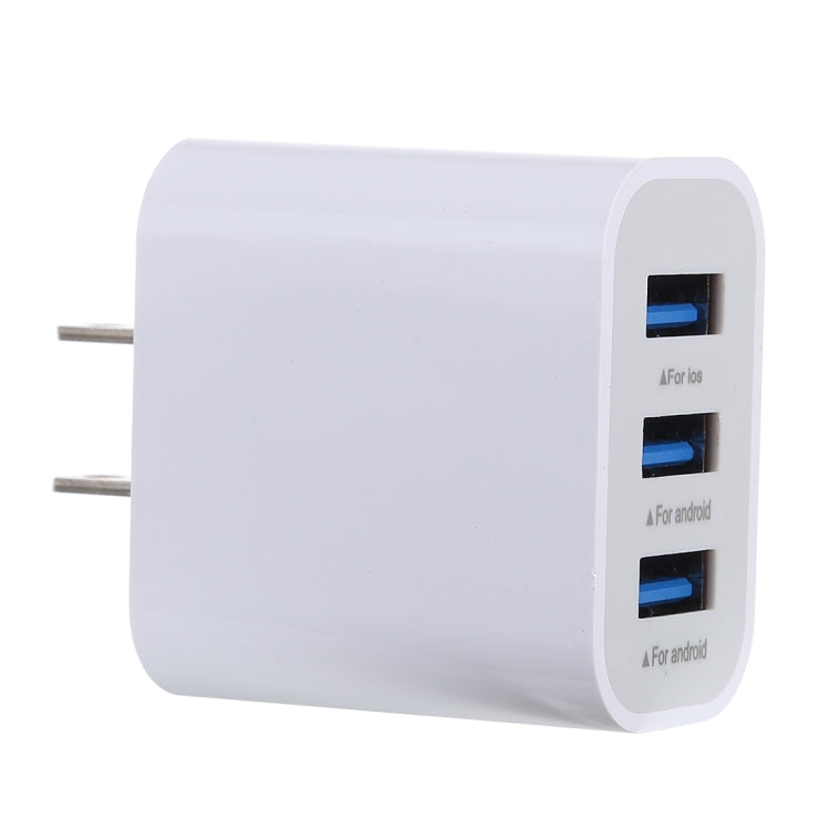3.1A 3 USB Ports Quick Charger Travel Charger, US Plug(White) - Apple Accessories by buy2fix | Online Shopping UK | buy2fix