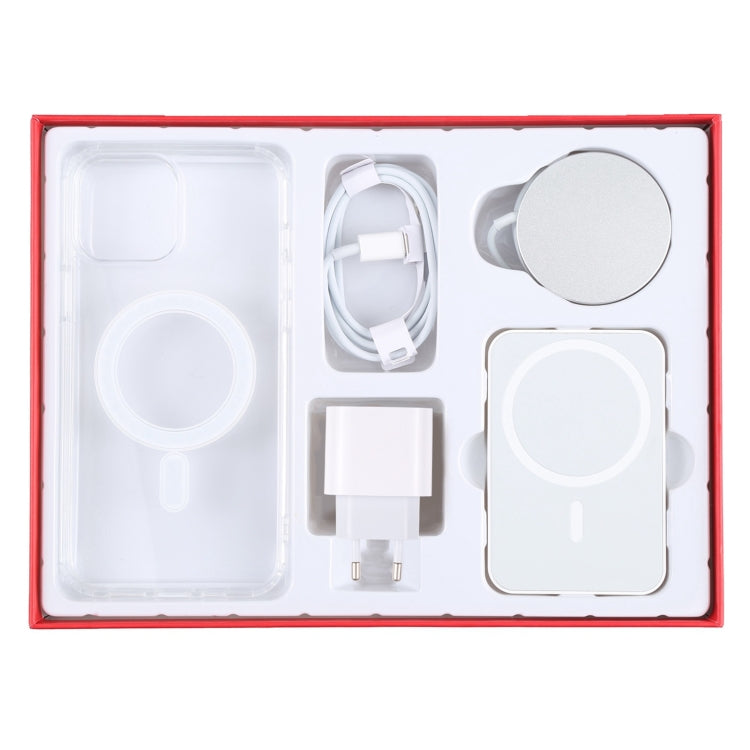 5 in 1 Data Cable + Travel Charger + Wired / Wireless MagSafe Magnetic Wireless Charger + MagSafe Magnetic Phone Case Digital Gift Box Set for iPhone 13 Pro, EU Plug(Red) - Apple Accessories by buy2fix | Online Shopping UK | buy2fix