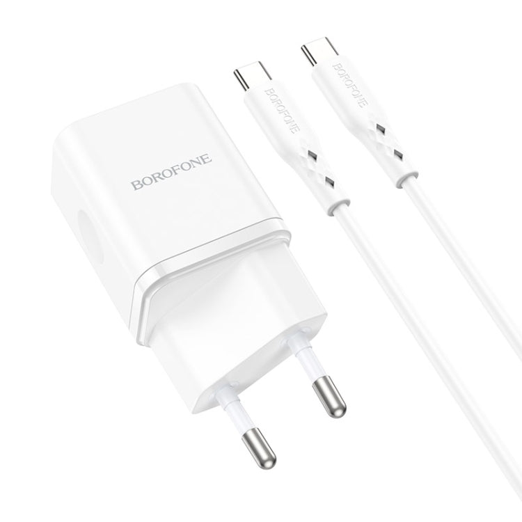 Borofone BN7 PD20W + QC3.0 Dual Ports Travel Charger with Type-C / USB-C to Type-C / USB-C Cable, EU Plug(White) - Apple Accessories by Borofone | Online Shopping UK | buy2fix