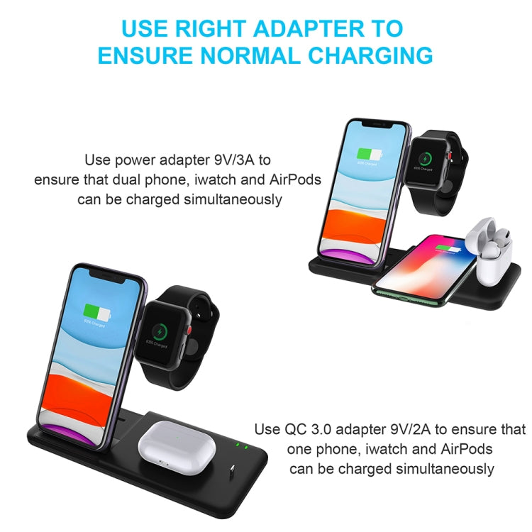 Q20 4 In 1 Wireless Charger Charging Holder Stand Station For iPhone / Apple Watch / AirPods, Support Dual Phones Charging (Black) - Apple Accessories by buy2fix | Online Shopping UK | buy2fix