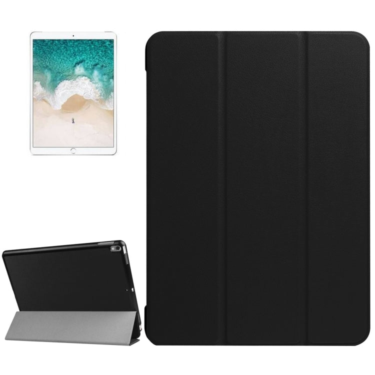 For iPad Pro 10.5 inch PU Litchi Texture 3-folding Smart Case Clear Back Cover with Holder(Black) - iPad Pro 10.5 inch Cases by buy2fix | Online Shopping UK | buy2fix